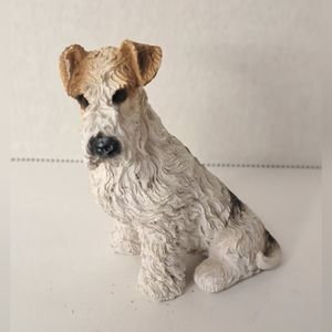 Vintage Wire Haired Fox Terrier / Jack Russell Figurine Brown Black White